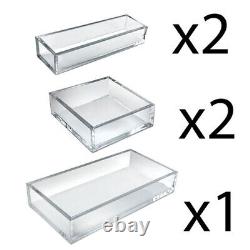 Azar Displays Deluxe 5 Piece Clear Acrylic Tray Set Two Narrow Rectangle