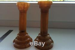 BAKELITE CATALIN MARBLE SET. Two pieces. 244g