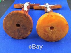 BAKELITE CATALIN MARBLE SET. Two pieces. 309g
