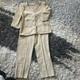Beautiful St John Collection Knit Tan Gold Skirt Jacket Suit Set Size 10
