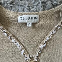 BEAUTIFUL St John Collection Knit Tan Gold Skirt Jacket Suit Set Size 10