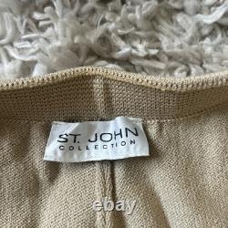 BEAUTIFUL St John Collection Knit Tan Gold Skirt Jacket Suit Set Size 10