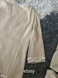 BEAUTIFUL St John Collection Knit Tan Gold Skirt Jacket Suit Set Size 10