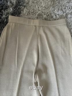 BEAUTIFUL St John Collection Knit Tan Gold Skirt Jacket Suit Set Size 10