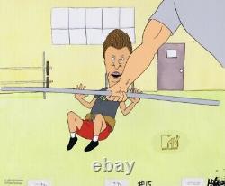 BEAVIS & BUTTHEAD Set of TWO Original Production Cel Cells 1990s Weight Room Gym