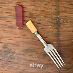 Bakelite Two-Tone Butterscotch Cherry Art Deco Englishtown Flatware Set in Box