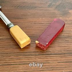 Bakelite Two-Tone Butterscotch Cherry Art Deco Englishtown Flatware Set in Box