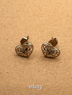 Beautiful 10K Two-Tone Rose Gold Heart-Shaped Pendant & Earrings Set