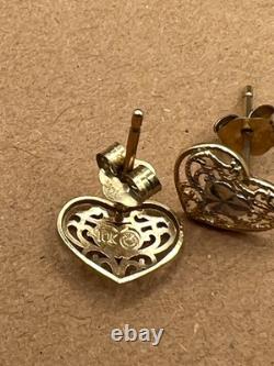 Beautiful 10K Two-Tone Rose Gold Heart-Shaped Pendant & Earrings Set