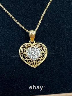 Beautiful 10K Two-Tone Rose Gold Heart-Shaped Pendant & Earrings Set