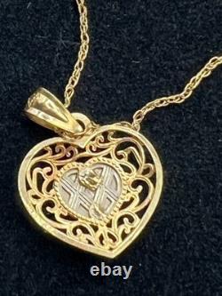Beautiful 10K Two-Tone Rose Gold Heart-Shaped Pendant & Earrings Set