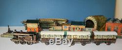 Bing Tabletop Clockwork Model Railway Set Two Rail Lnwr Scarce