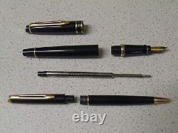 Boxed Glossy Black WATERMAN Fountain Pen Fine two-tone Nib and Ballpoint Set