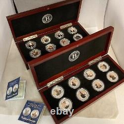 Bradford Exchange Martin Luther King 16 Silver Commemorative Coin Set Two Cases
