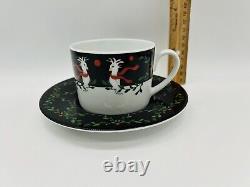 Bridget Dobson Cocky Twos Theme Holiday Collection Of 9 Cups & 9 Saucers New