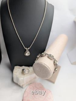 Brighton Heiress 3 Pc set necklace ring earrings swarovski two tone