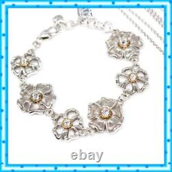 Brighton Lux Garden Two Tone Silver Gold Flower Bracelet Necklace Set NWT $116