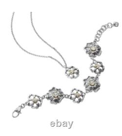 Brighton Lux Garden Two Tone Silver Gold Flower Bracelet Necklace Set NWT $116