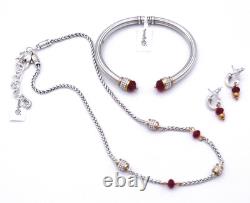 Brighton Meridian Red Two-Tone 3 Piece Jewelry Set with Pouch NWTag $298