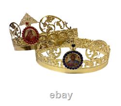 Byzantine Orthodox christian pair wedding crowns set of two orthodox church