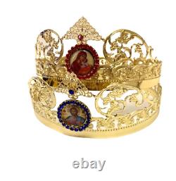 Byzantine Orthodox christian pair wedding crowns set of two orthodox church