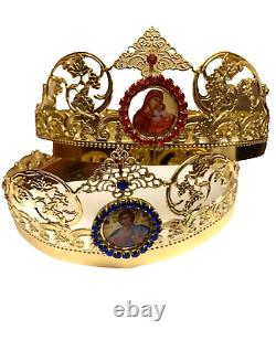 Byzantine Orthodox christian pair wedding crowns set of two orthodox church