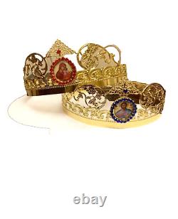 Byzantine Orthodox christian pair wedding crowns set of two orthodox church