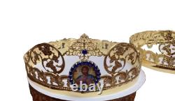 Byzantine Orthodox christian pair wedding crowns set of two orthodox church