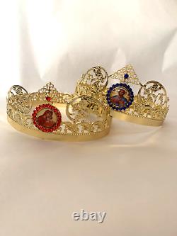 Byzantine Orthodox christian pair wedding crowns set of two orthodox church