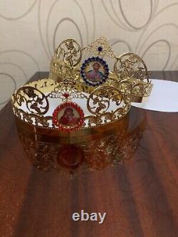 Byzantine christian wedding crowns set of two orthodox church