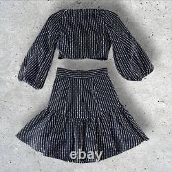 C/MEO Collective x Revolve Even Love Balloon Sleeve Top Ruffle Skirt Set Sz S