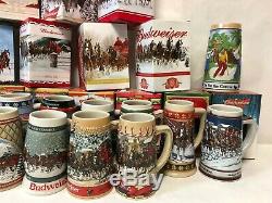 COMPLETE SET of Budweiser Holiday Steins 1980-2018 PLUS Two Lim-Ed Steins