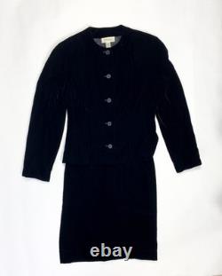 Calvin Klein Collection Fall 1994 Black Silk Plush Velvet Skirt Suit Vintage 8