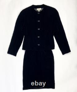 Calvin Klein Collection Fall 1994 Black Silk Plush Velvet Skirt Suit Vintage 8