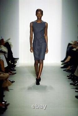 Calvin Klein Collection Vintage Fall 1997 Grey Wool Folded Sleeveless Skirt Set