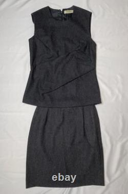 Calvin Klein Collection Vintage Fall 1997 Grey Wool Folded Sleeveless Skirt Set
