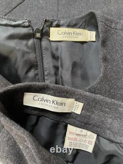 Calvin Klein Collection Vintage Fall 1997 Grey Wool Folded Sleeveless Skirt Set