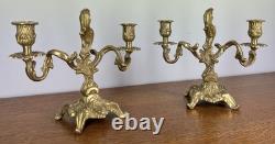 Candelabra Set Vintage Brass Two Arm Pair Ornate Holders LOT 4034