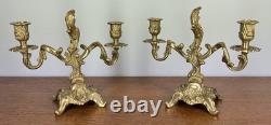 Candelabra Set Vintage Brass Two Arm Pair Ornate Holders LOT 4034