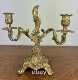 Candelabra Set Vintage Brass Two Arm Pair Ornate Holders LOT 4034