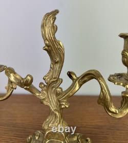Candelabra Set Vintage Brass Two Arm Pair Ornate Holders LOT 4034