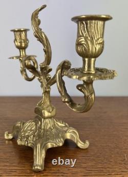 Candelabra Set Vintage Brass Two Arm Pair Ornate Holders LOT 4034