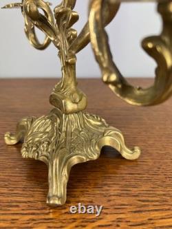 Candelabra Set Vintage Brass Two Arm Pair Ornate Holders LOT 4034