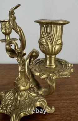 Candelabra Set Vintage Brass Two Arm Pair Ornate Holders LOT 4034