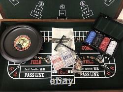 Casino Games Storage Set With Roulette, Poker, Black Jack, Craps & More