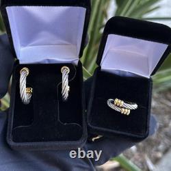Charriol Two Tone 18K Yellow Gold / S. Steel Necklace, Earring & Ring Set