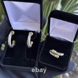 Charriol Two Tone 18K Yellow Gold / S. Steel Necklace, Earring & Ring Set