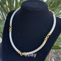 Charriol Two Tone 18K Yellow Gold / S. Steel Necklace, Earring & Ring Set