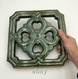 Chinese Jade Ceramic Breezeway Tiki Tile, Set of Two