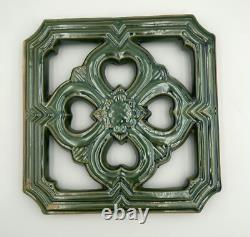Chinese Jade Ceramic Breezeway Tiki Tile, Set of Two